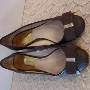 Michael Kors Logo Print Chunky Heel Shoes, Size 7.5